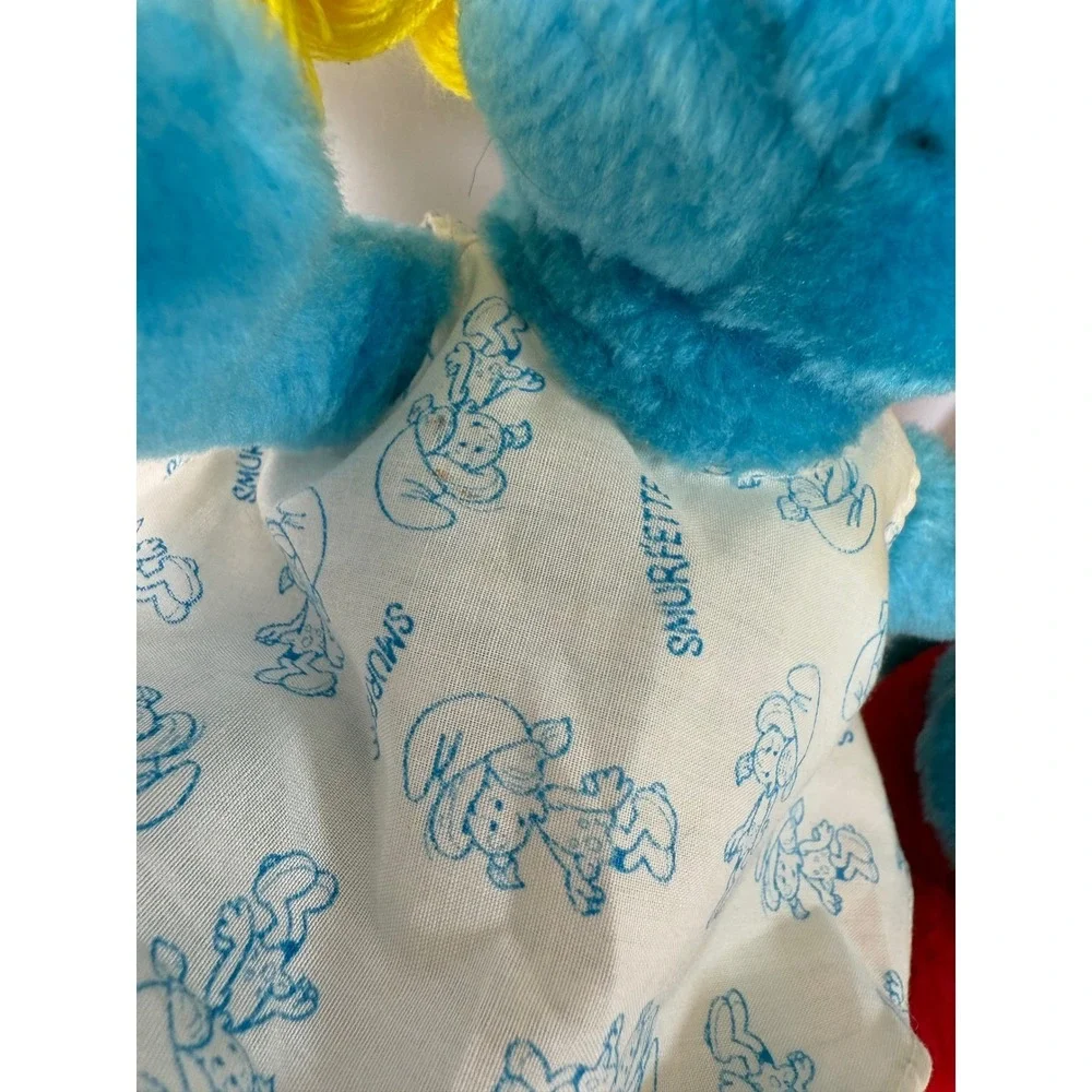 Vintage 1981 Peyo Smurfette & Papa‎ Smurf Plush Dolls 12